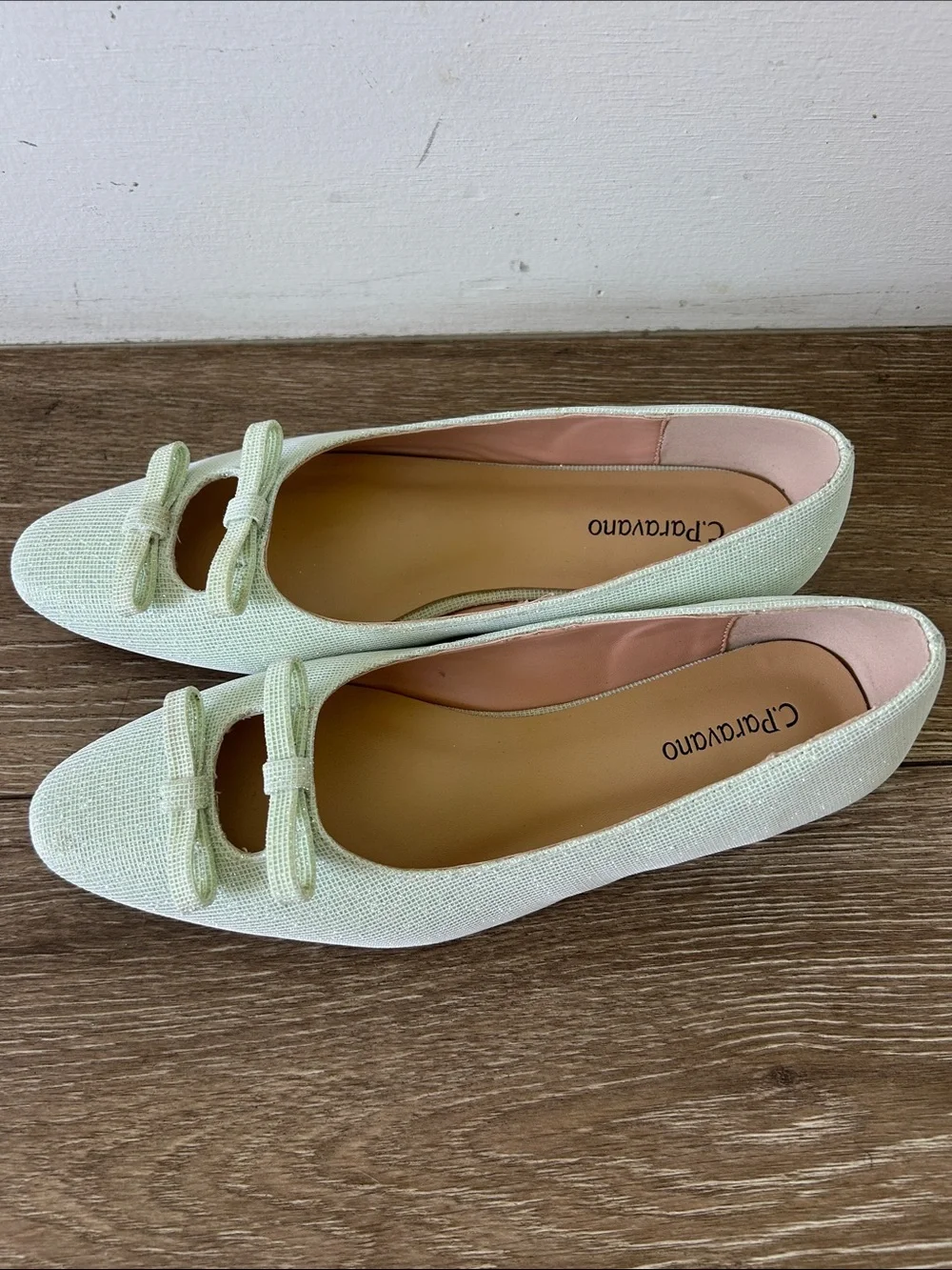 C.Paravano Mint Green Bow Ballet Flats size 37